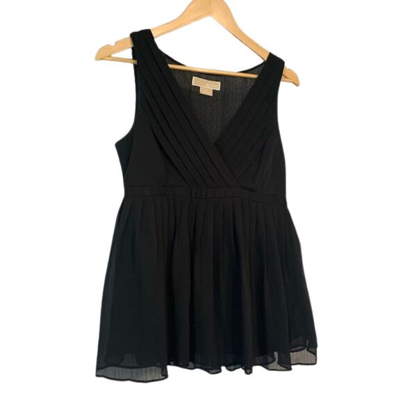 MICHAEL KORS Black V-Neck Pleated Sleeveless Flowy Blouse | M - Picture 1 of 9